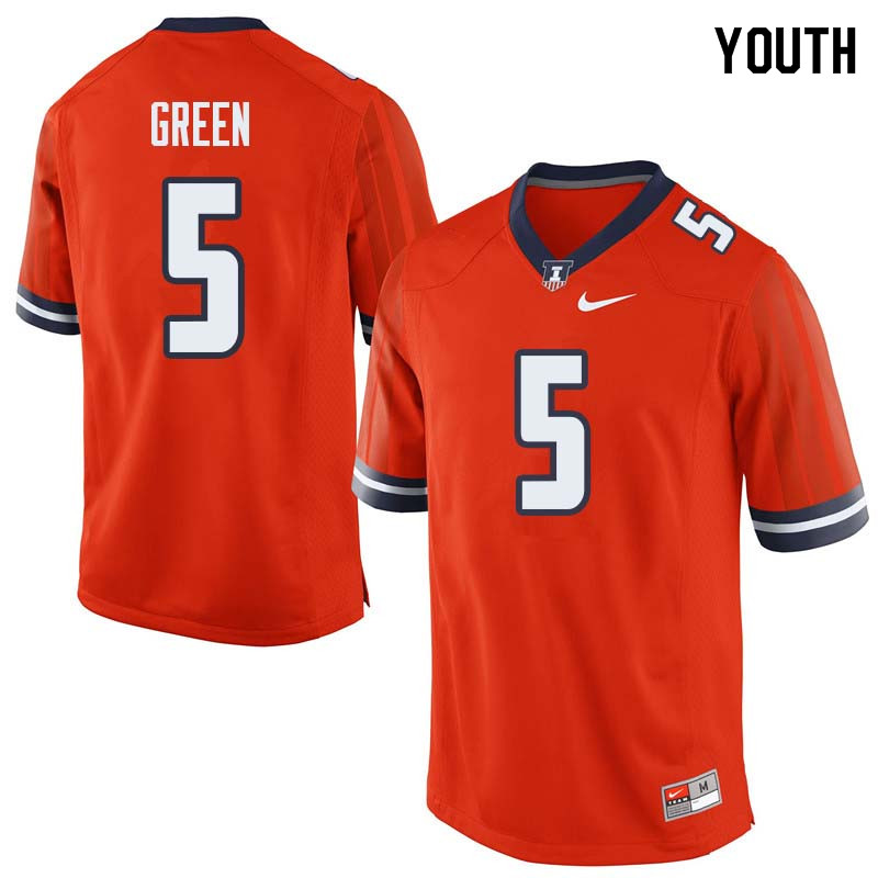 Youth #5 Carmoni Green Illinois Fighting Illini College Football Jerseys Sale-Orange